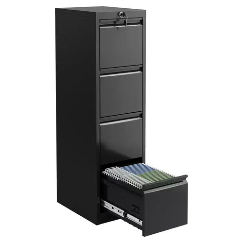 3-Drawer Lockable File Cabinet  Black Metal Storage for Home Office  Holds Letter/Legal/A4/F4 Files