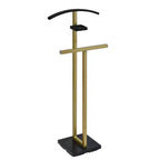Metal & Wood Suit Valet Stand with Accessory Shelf and Clothes Rack