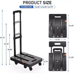 Folding Hand Truck, 500 LB Heavy Duty Luggage Cart, Portable Collapsible Utility Dolly with Elastic Ropes