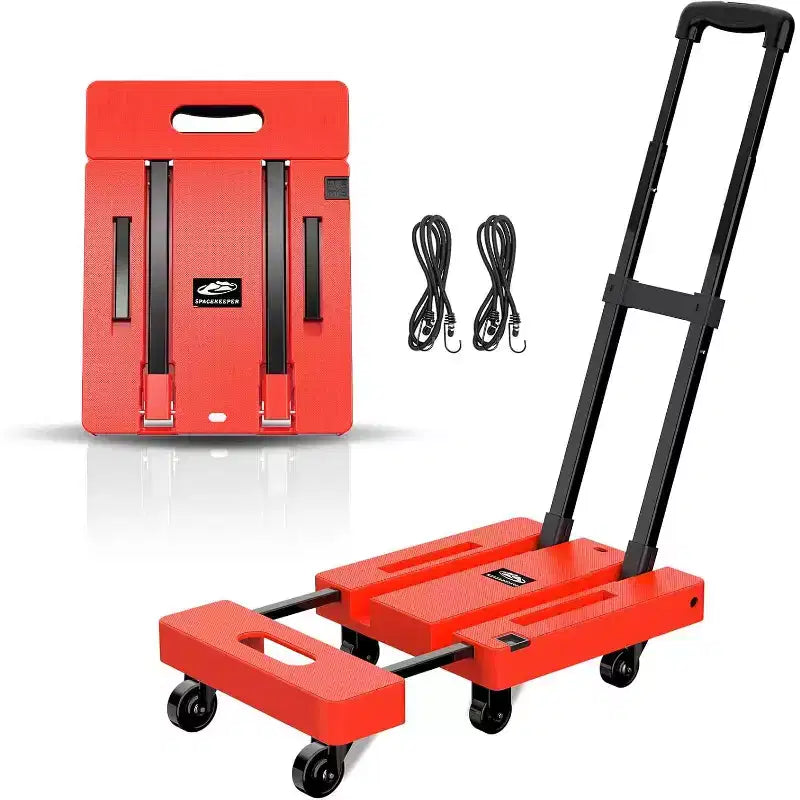 Folding Hand Truck, 500 LB Heavy Duty Luggage Cart, Portable Collapsible Utility Dolly with Elastic Ropes