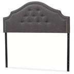 King Size Modern Fabric Upholstered Headboard with Button-Tufting and Curved Design