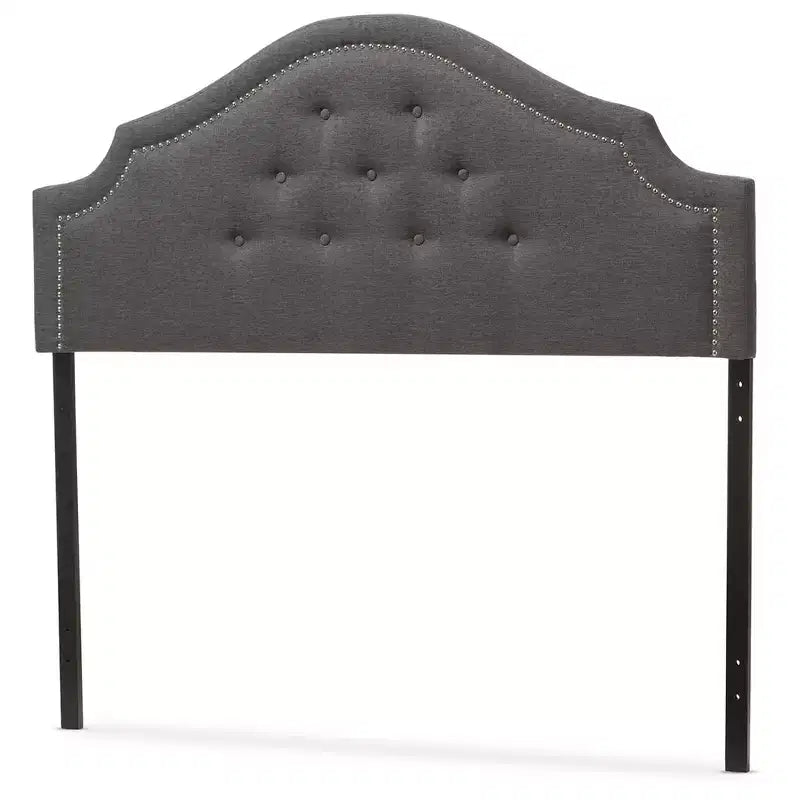 King Size Modern Fabric Upholstered Headboard with Button-Tufting and Curved Design